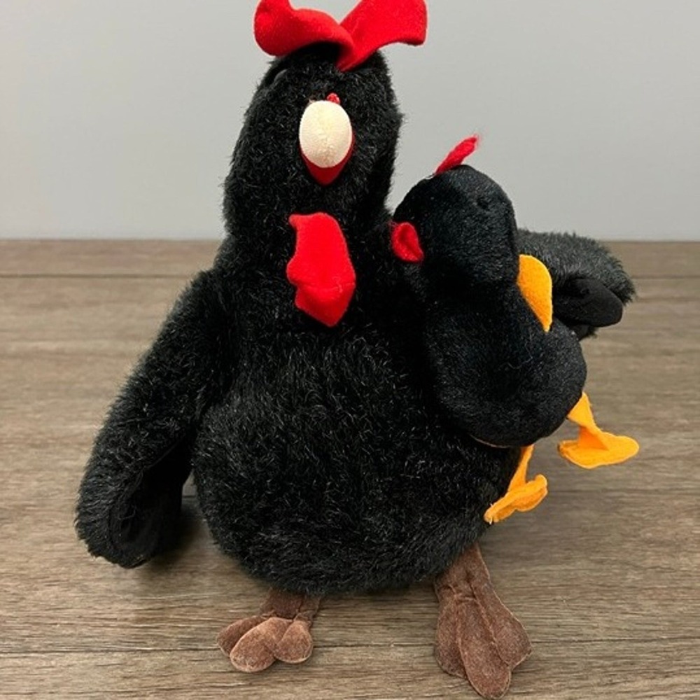 Hugfun International Black Hen with Baby Chick Plush Stuffed Animal Farm
